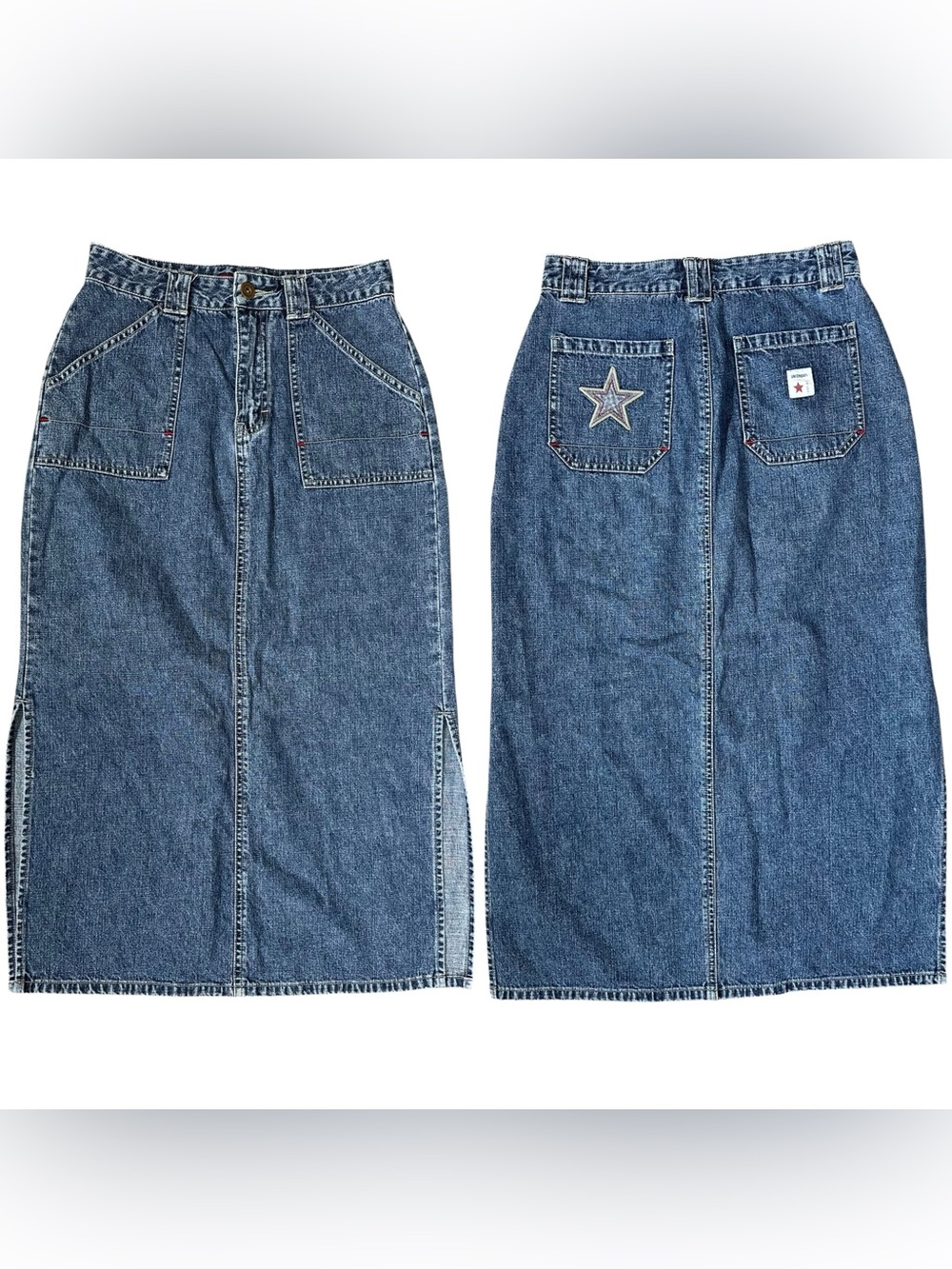 Vintage 90s Unionbay Dark Wash Denim Side Slit Maxiskirt Grunge Size 14 Girls